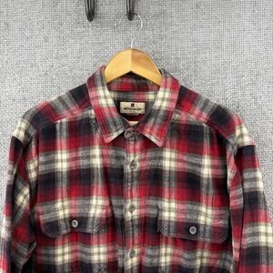 Woolrich Shirt Mens XL Flannel Thick Chest Pockets Red Buffalo Plaid Button Up